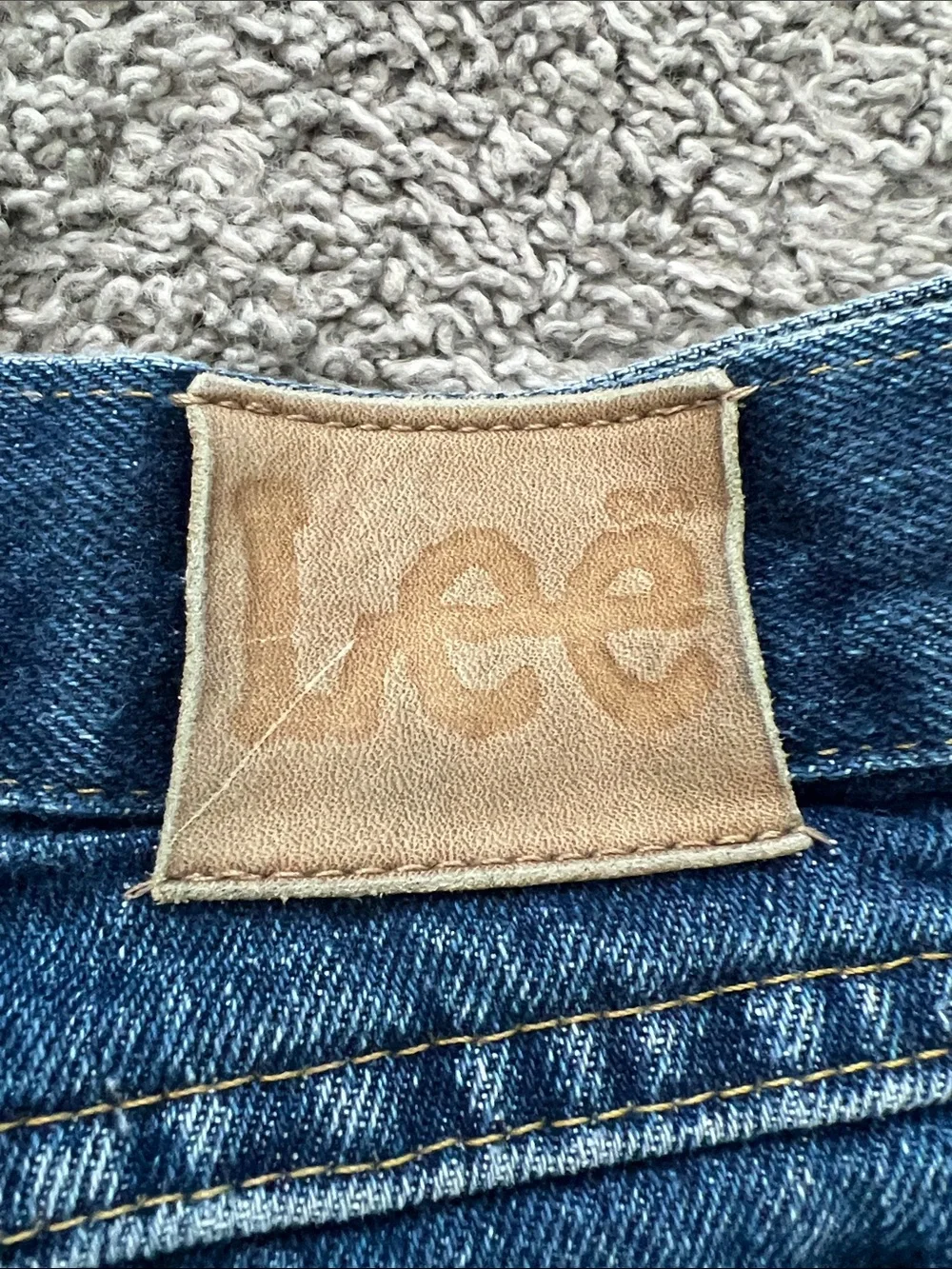 Lee Men's Bootcut Jeans in Dark Blue Wash with Worn Hem - Size 38